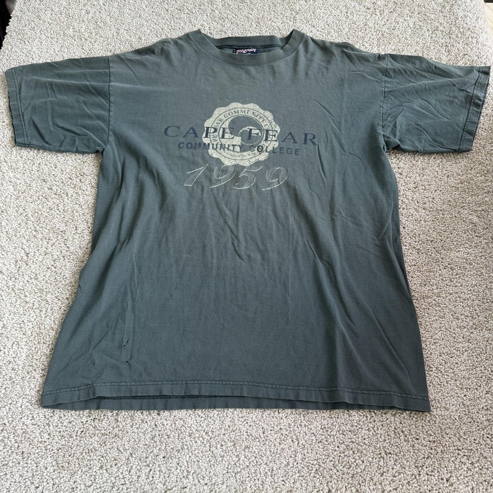 Vintage JanSport Cape Fear Community College Shirt Mens Large Green T-Shirt USA